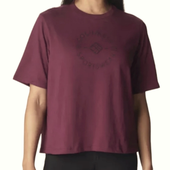 Tops - NWT COLUMBIA Women's North Cascades Relaxed Logo Tee Shirt Burgundy Size L